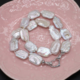 Freshwater Pearl Necklace Baroque Square Women's Jewelry