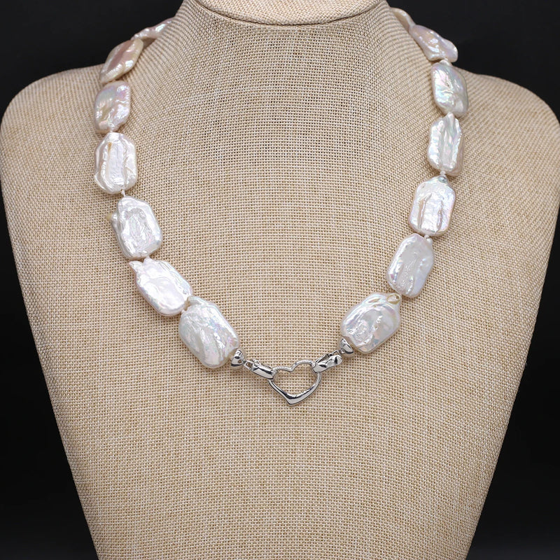 Freshwater Pearl Necklace Baroque Square Women's Jewelry