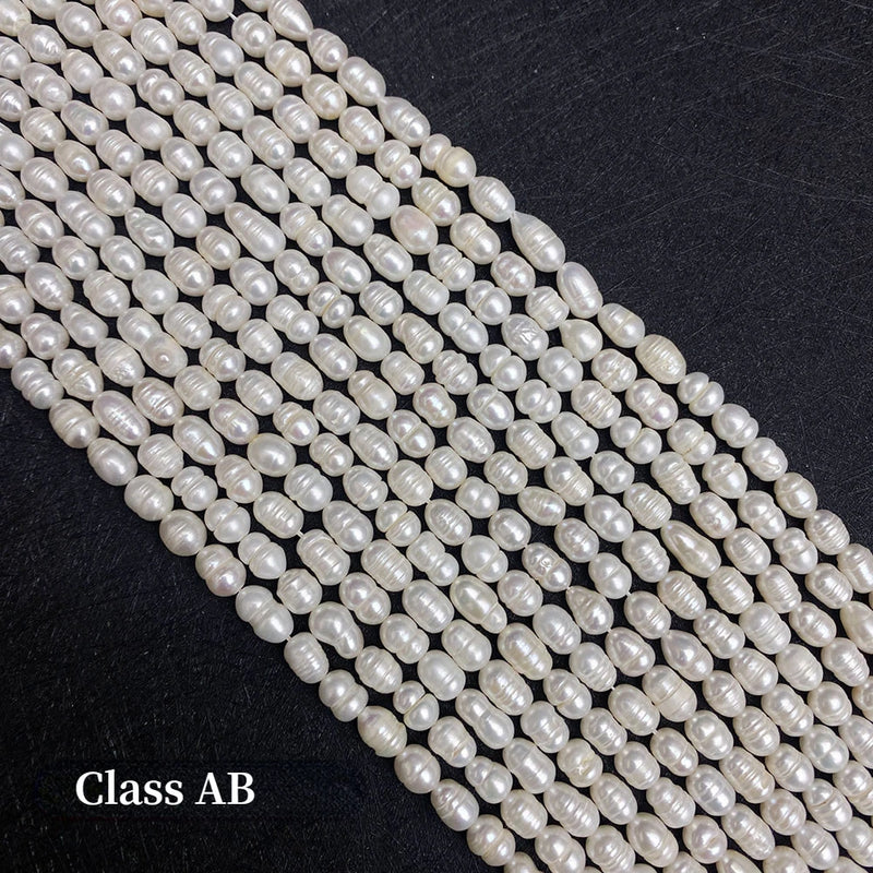 Freshwater Pearl Necklace Beads A-AA High Rice Shape Pearls Charm Jewelry