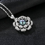 Freshwater Pearl Necklace For Women 925 Silver Flowers Zircon Pendant