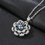 Freshwater Pearl Necklace For Women 925 Silver Flowers Zircon Pendant