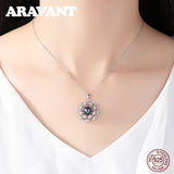 Freshwater Pearl Necklace For Women 925 Silver Flowers Zircon Pendant