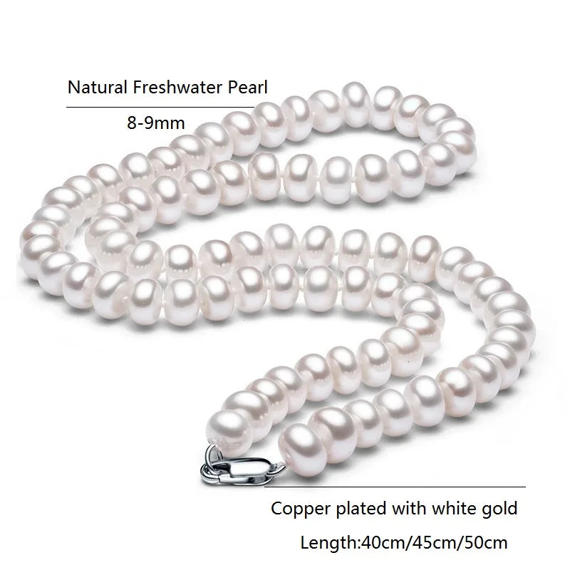 Freshwater Pearl Necklace Women Vintage Plated Choker Necklaces