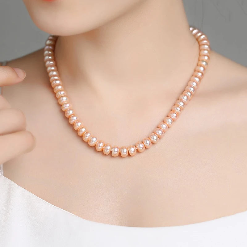 Freshwater Pearl Necklace Women Vintage Plated Choker Necklaces