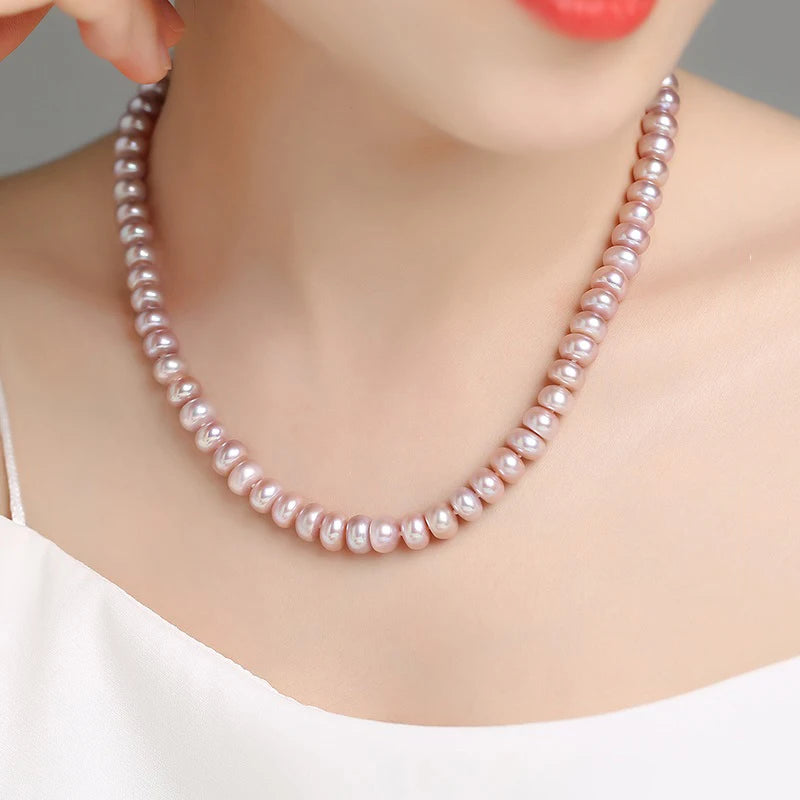 Freshwater Pearl Necklace Women Vintage Plated Choker Necklaces