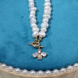 Freshwater Pearl Necklace Irregular Round Women's Wedding Jewelry