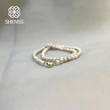 Freshwater Pearl Necklace Love Pendant Wedding Gift Jewelry