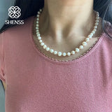 Freshwater Pearl Necklace Irregular Round Love Pendant Wedding Gift