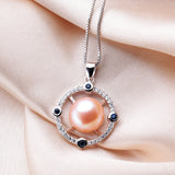 Freshwater Pearl Pendant with Zircon Silver Jewelry - Festive Gift