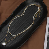 Freshwater Pearl Necklace Rice Grain Women Clavicle Chain Baroque Button Pendant