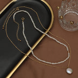 Freshwater Pearl Necklace Rice Grain Women Clavicle Chain Baroque Button Pendant