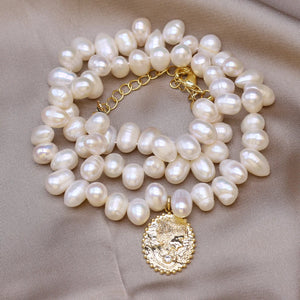 Freshwater Pearl Necklace Rice Personality Accessories for Women Girls