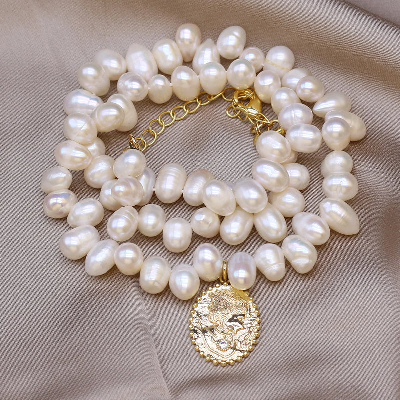 Freshwater Pearl Necklace Rice Personality Accessories for Women Girls