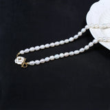 Freshwater Pearl Necklace Rice Shape Women Wedding Party Jewelry