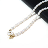 Freshwater Pearl Necklace Rice Shape Women Wedding Party Jewelry