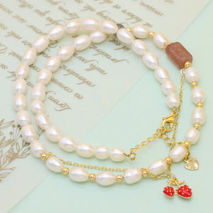 Freshwater Pearl Necklace Rice Shape Women's Accessories Wedding Party Jewelry