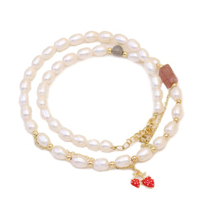 Freshwater Pearl Necklace Rice Shape Women's Accessories Wedding Party Jewelry