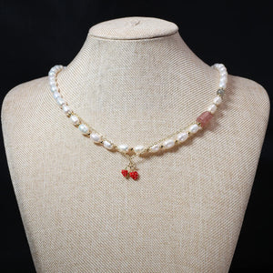 Freshwater Pearl Necklace Rice Shape Women Personality Necklace