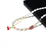 Freshwater Pearl Necklace Rice Shape Women Personality Necklace