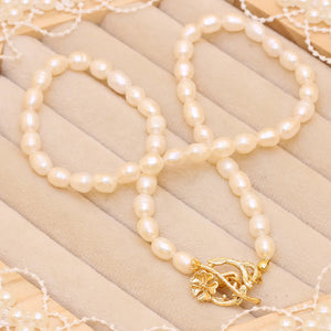 Pearl Necklace Rice Shape Women Wedding Jewelry Gift