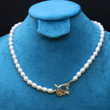 Pearl Necklace Rice Shape Women Wedding Jewelry Gift