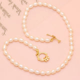 Pearl Necklace Rice Shape Women Wedding Jewelry Gift