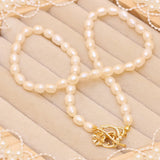 Pearl Necklace Rice Shape Women Wedding Jewelry Gift