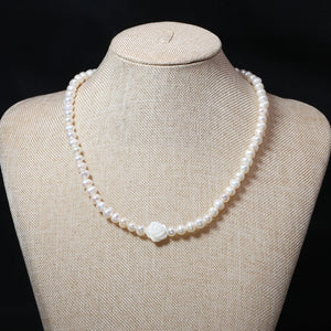 Freshwater Pearl Necklace Round Shape Wedding Party Jewelry