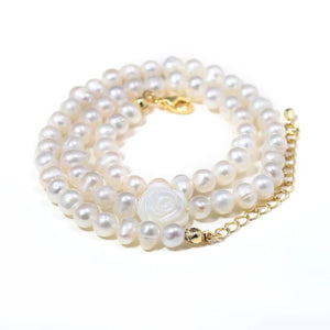 Freshwater Pearl Necklace Round Shape Wedding Party Jewelry