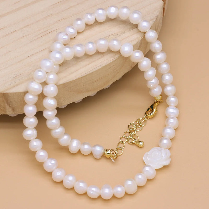 Freshwater Pearl Necklace Round Shape Women's Personality Accessory