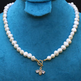 Freshwater Pearl Necklace Round Shape Women Wedding Party Jewelry