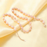 Pink Freshwater Pearl Necklace 6-7mm Beads 45mm Jewelry