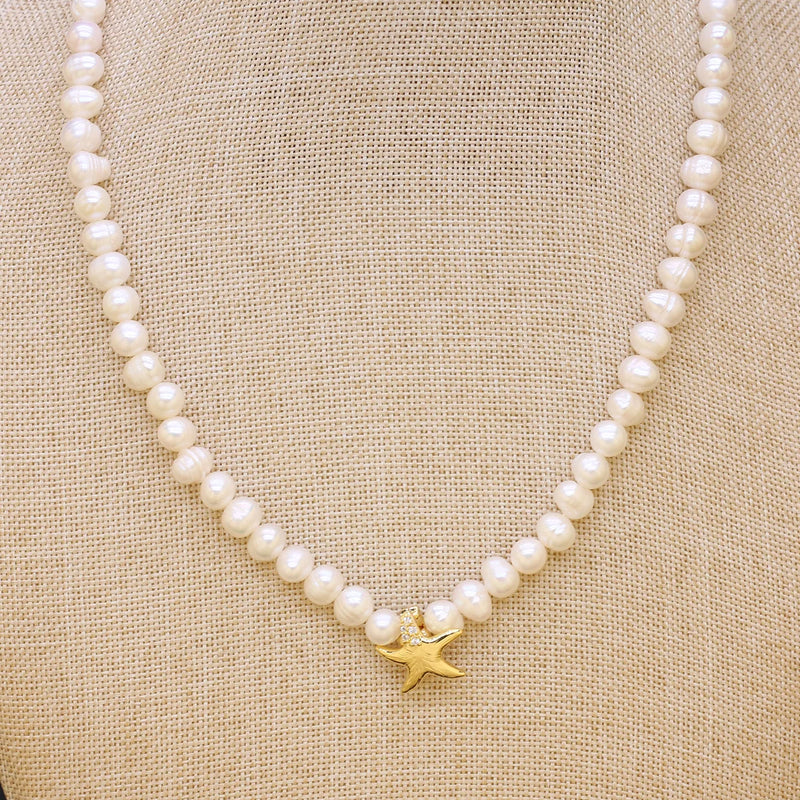Natural Freshwater Pearl Necklace Round Shape Accessories Women