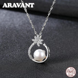 Freshwater Pearl Necklace 925 Silver Zircon Party Jewelry