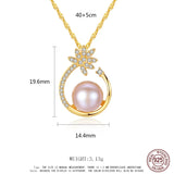 Freshwater Pearl Necklace 925 Silver Zircon Party Jewelry