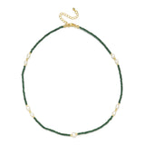 Freshwater Pearl Necklace Crystal Glass Beads Pendant Collar Boho Beach Jewelry