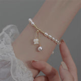 Freshwater Pearl Beads Bracelet Flower Pendant 14K Filled Jewelry
