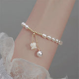 Freshwater Pearl Beads Bracelet Flower Pendant 14K Filled Jewelry