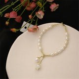 Freshwater Pearl Beads Bracelet Flower Pendant 14K Filled Jewelry