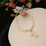 Freshwater Pearl Beads Bracelet Flower Pendant 14K Filled Jewelry