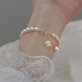 Freshwater Pearl Beads Bracelet Flower Pendant 14K Filled Jewelry
