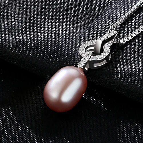 Freshwater Pearl Pendant 925 Silver Bridal Necklace