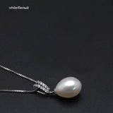 Freshwater Pearl Pendant Necklace, Sterling Silver Chain, Bride Gift