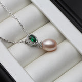 Pearl Pendant Necklace 925 Sterling Silver Chain Wedding