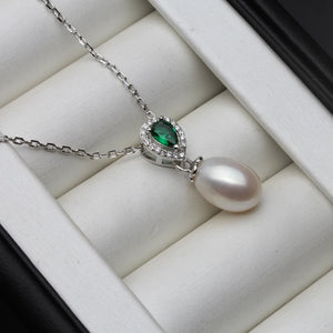 Pearl Pendant Necklace 925 Sterling Silver Chain Wedding