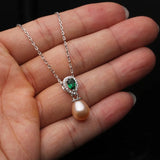 Pearl Pendant Necklace 925 Sterling Silver Chain Wedding