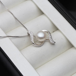Freshwater Pearl Pendant Necklace For Women, Silver Chain Girl
