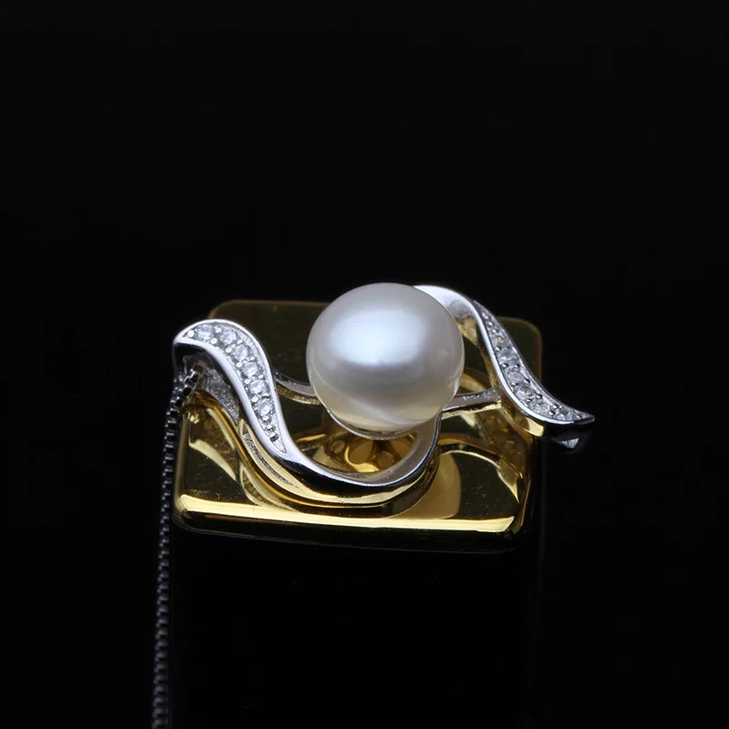 Freshwater Pearl Pendant Necklace For Women, Silver Chain Girl