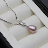 Freshwater Pearl Pendant Necklace Wedding Moon 925 Silver Chain Gift