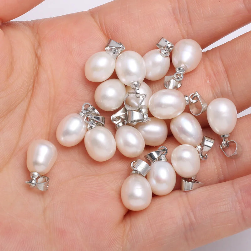 Freshwater Pearl Pendant Rice Shape for DIY Necklace